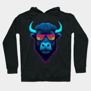 Retro Synth Style Buffalo Bison Buffalooooo Hoodie